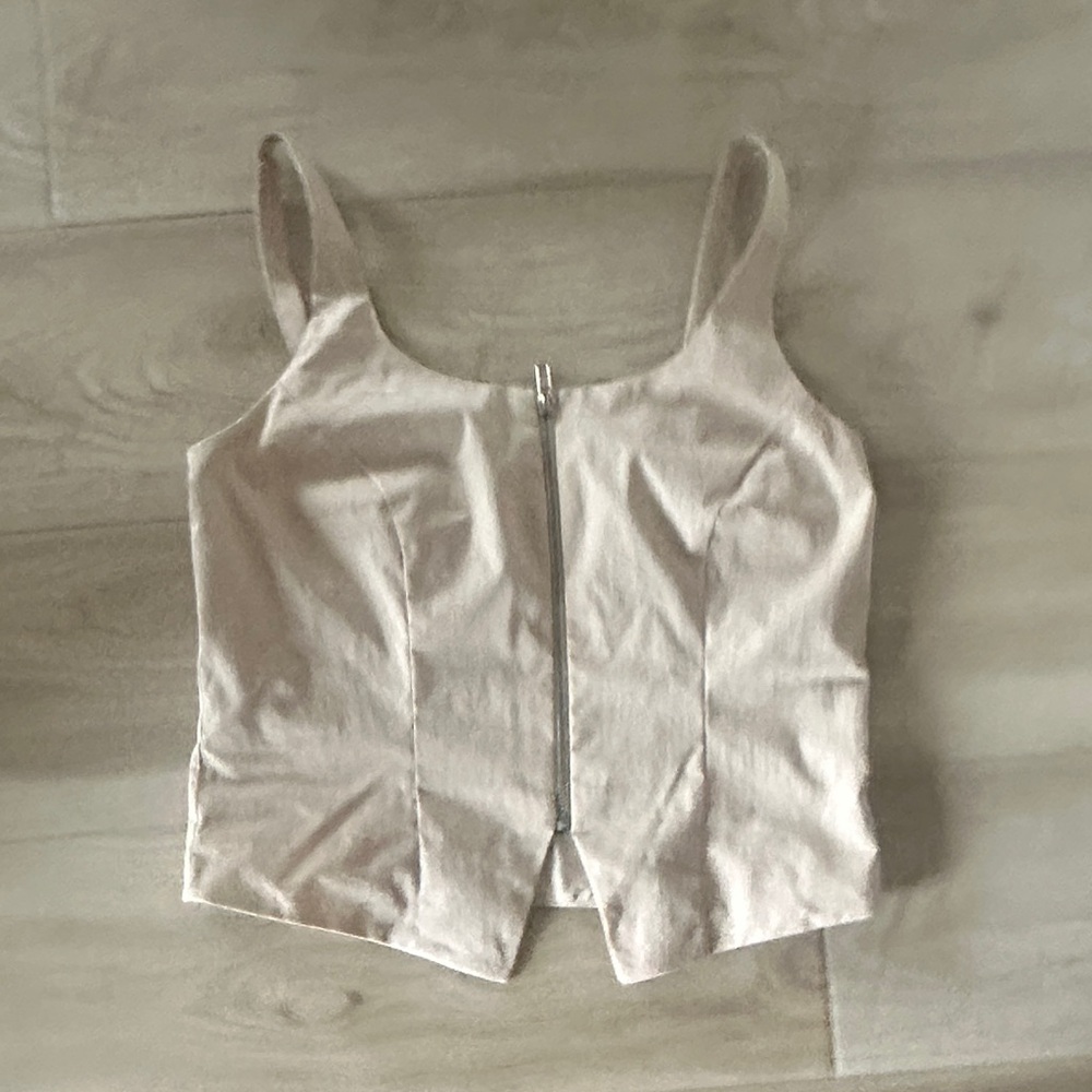 Abercrombie & Fitch Cream Zip-Front Camisole